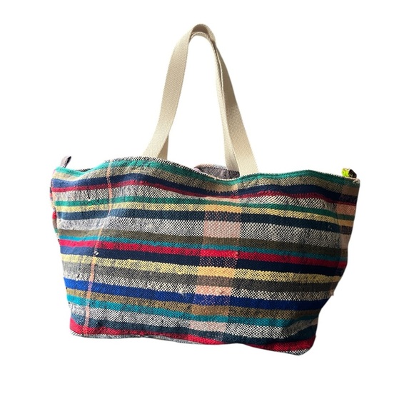 Anthropologie Maud Fourier Reversible Striped Tote NWT Colorful Serape Bag - Picture 6 of 16